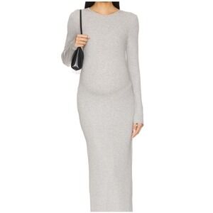 Bumpsuit Long Sleeve Maxi Dress Size M Grey Ribbed‎ Bodycon Stretch Maternity